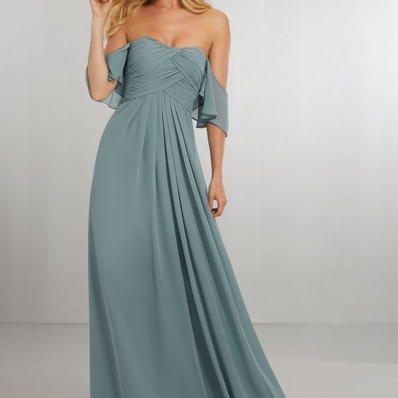 Mori Lee Dresses & Skirts - Boho Chic Chiffon Bridesmaids Dress with Off the Shoulder Neckline style #21571